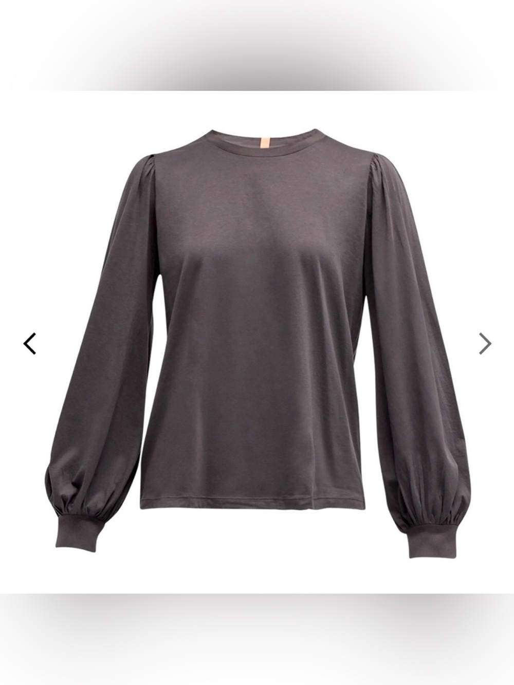 LUNYA Pima cotton long, puff sleeve top (Size L) in Meditative Grey $98